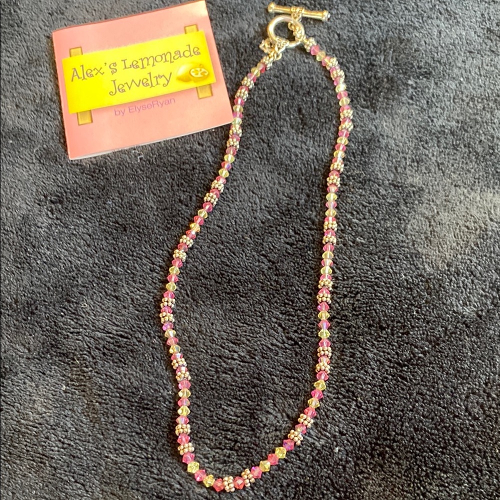 Alex Lemonade Pink and Gold Beaded Necklace with Toggle Clasp